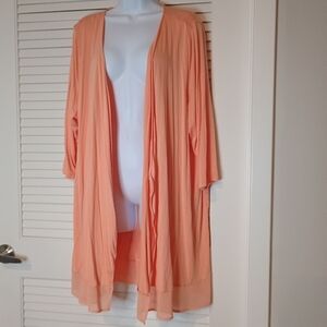 Lane Bryant Peach Casual Sheer Accent Open Front Cardigan Size 18/20